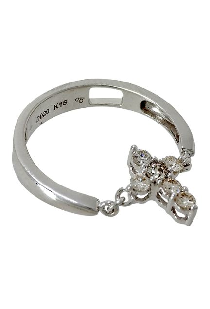 Sortija mujer de oro blanco 18 ktes con diamantes, motivo cruz - precios baratos - rfcia 027_L566447