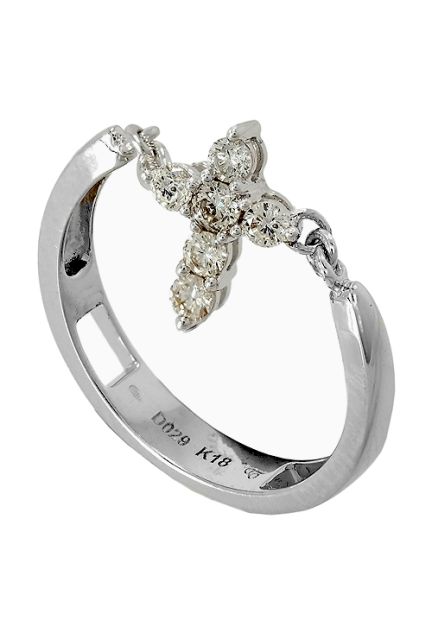 Sortija mujer de oro blanco 18 ktes con diamantes, motivo cruz - venta online - rfcia.027_L566447