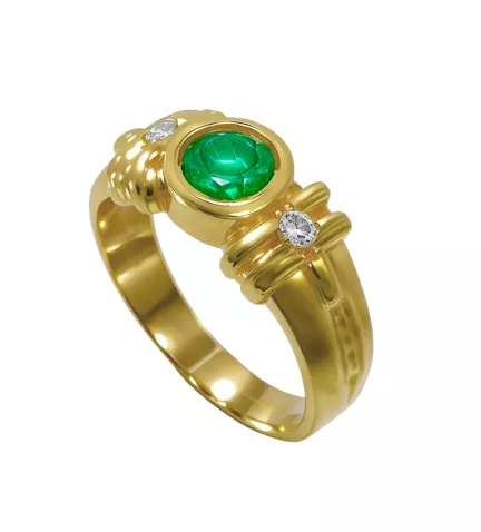anillo de oro 18k cpn esmeralda y diamantes foto toma lateral