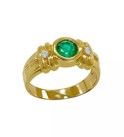 anillo de oro 18k cpn esmeralda y diamantes
