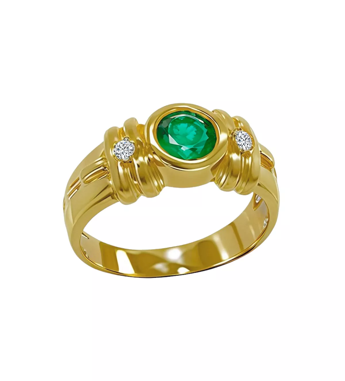 anillo de oro 18k cpn esmeralda y diamantes