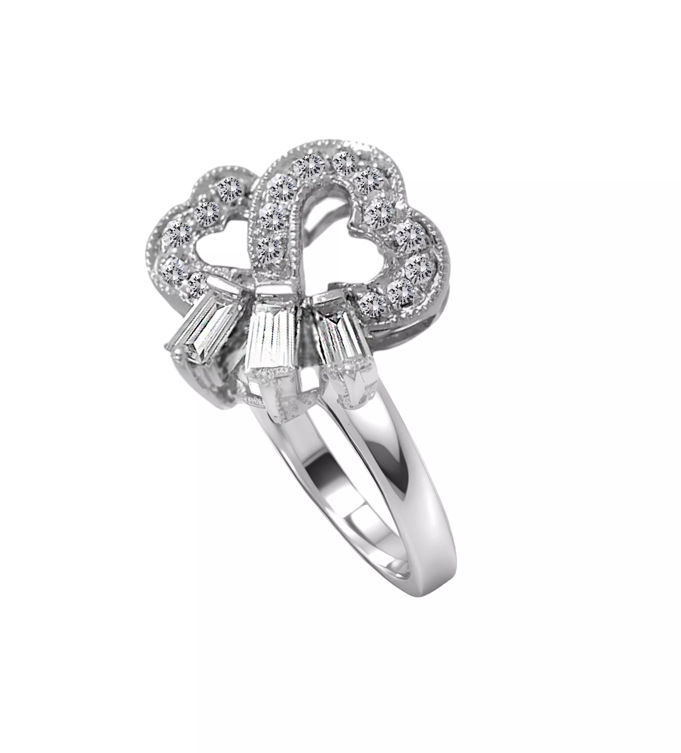 Anillo de compromiso en oro blanco con diamantes corazones entrelazados 067_P000200034 Anillo de compromiso en oro blanco con diamantes corazones entrelazados 067_P000200034 - Imagen 3