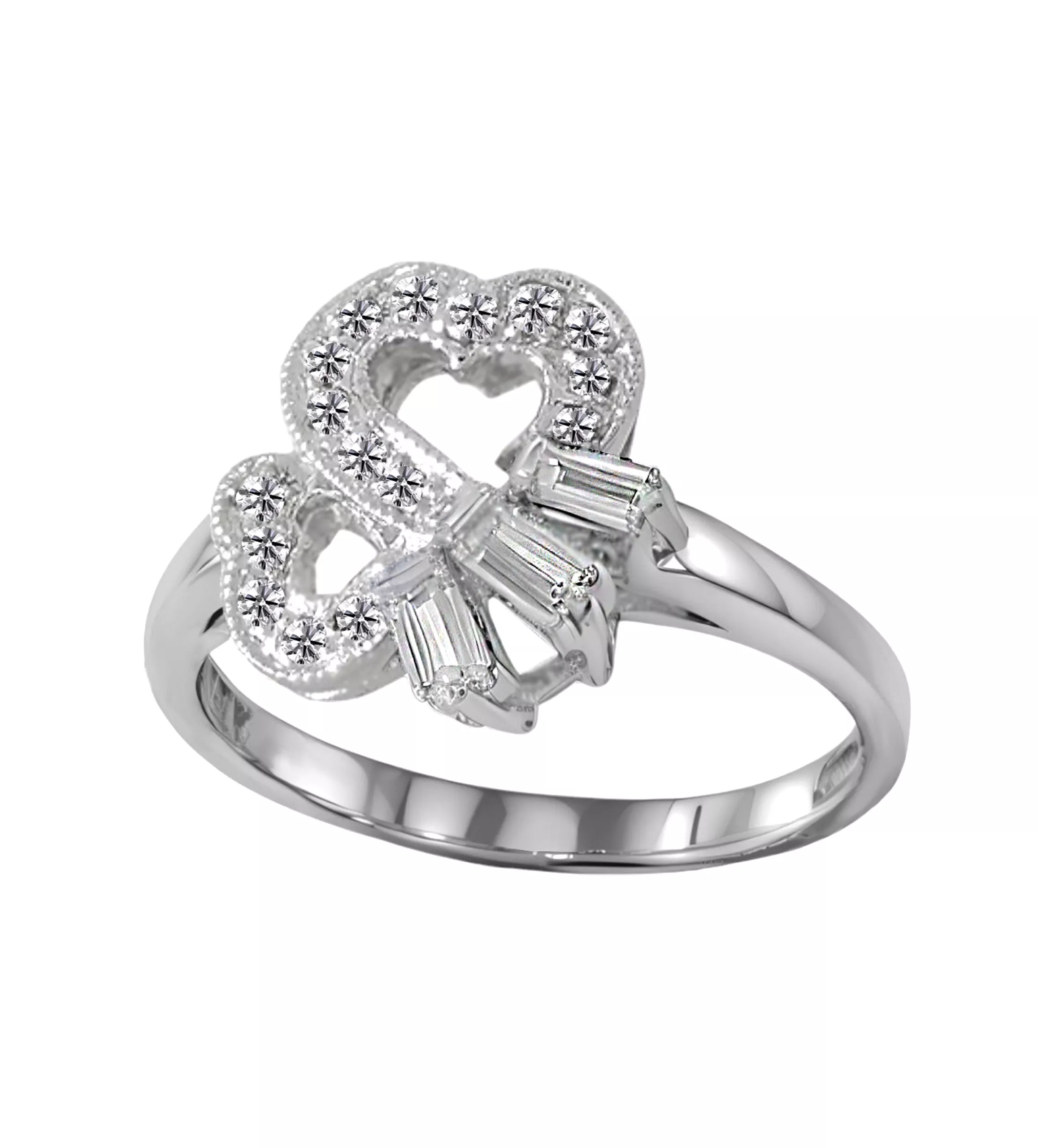 anillo oro y diamantes corazones enlazados