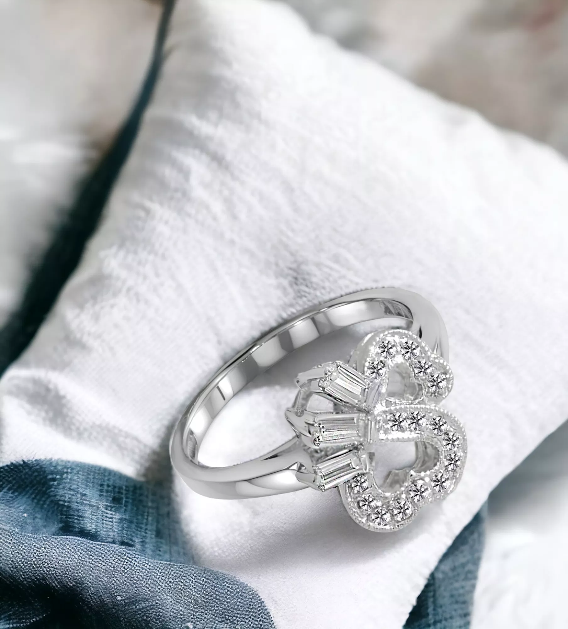 Anillo de compromiso en oro blanco con diamantes corazones entrelazados 067_P000200034 Anillo de compromiso en oro blanco con diamantes corazones entrelazados 067_P000200034 - Imagen 4