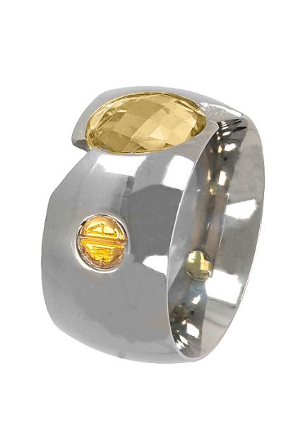 sortija de acero y oro con citrino vista lateral precio outlet de joyeria 142_0545-1C_01