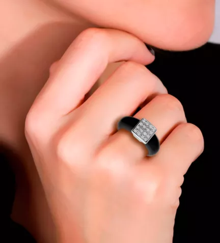 anillo de oro y caucho con diamantes Damas