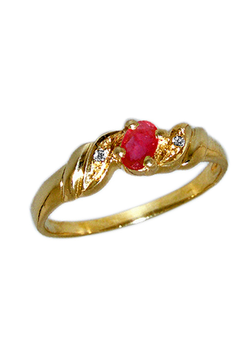 Sortija de oro amarillo 18 ktes. con rubí y diamantes. 083_087 Sortija de oro amarillo 18 ktes. con rubí y diamantes. 083_087