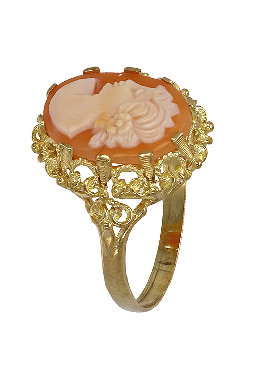 sortija oro amarillo 18 kilates con camafeo madona vista lateral precio especial barato joyeria online 036_0202_01