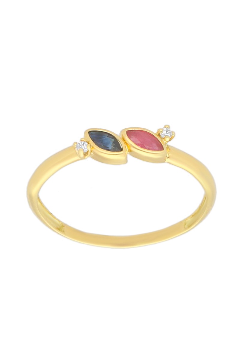 Anillo oro, sortija con piedras, mujer, oro amarillo - foto 1 - rfcia.037_12-6161