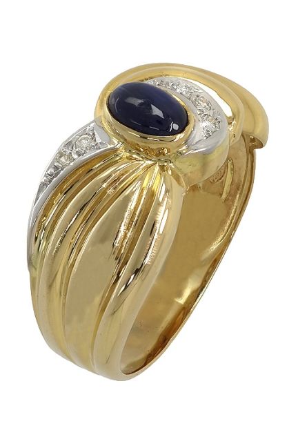 sortija oro amarillo 18 ktes con zafiro azul y diamantes vista lateral precio muy barato 044_0547_01