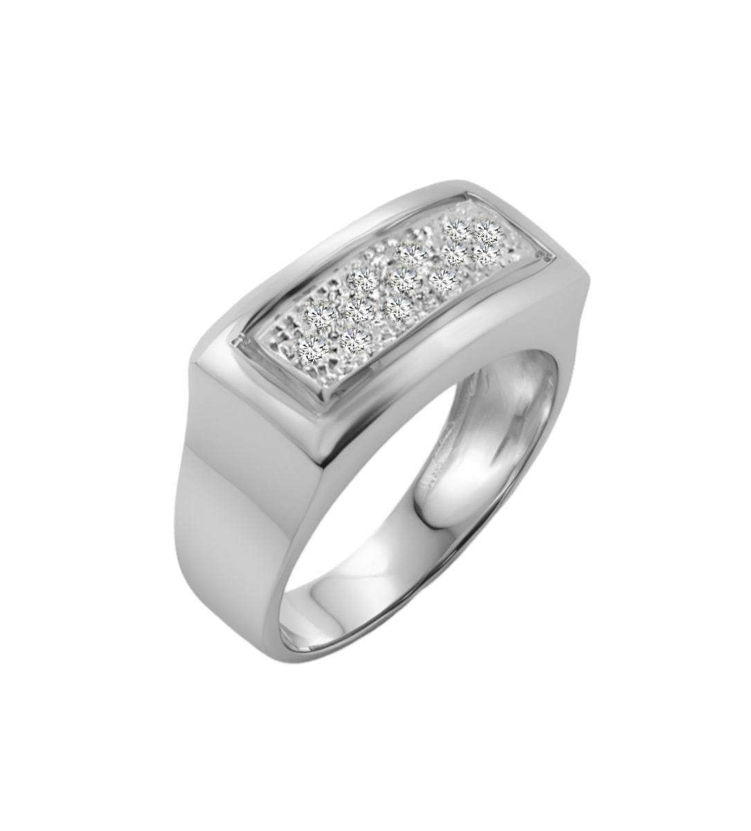 Anillo de oro blanco con brillantes unisex "Shiny Mirror" sortija oro blanco con diamantes foto oblicua precio con descuento 192_Z0107_02