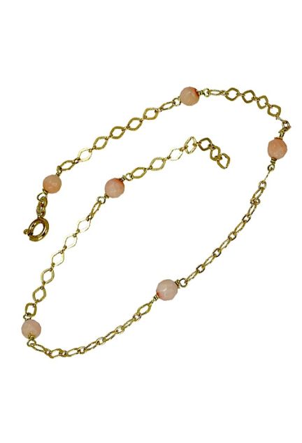Tobillera para mujer, oro amarillo 18K con coral. 087_0050-28-S precios baratos en joyas de oro para señora