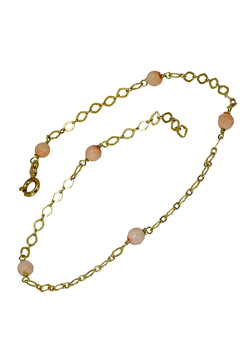 Tobillera para mujer, oro amarillo 18K con coral. 087_0050-28-S precios baratos en joyas de oro para señora