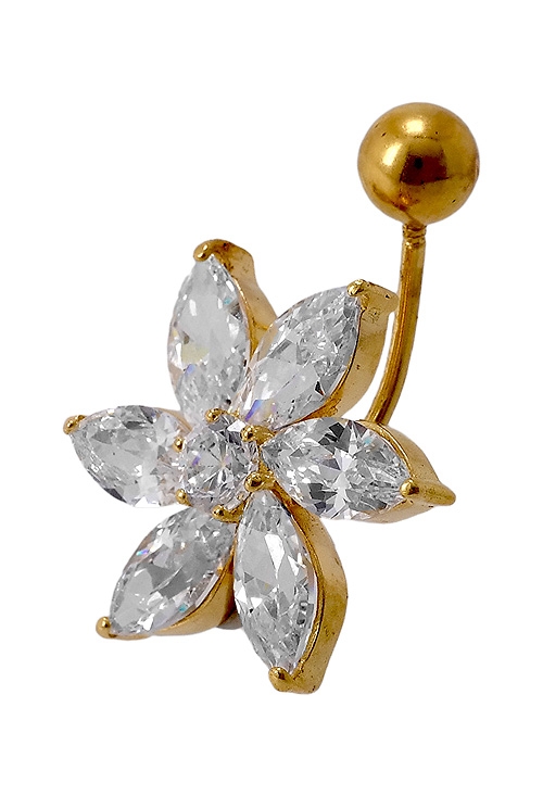 Piercing oro 18K para ombligo flor de circonitas 108_5858-PIR piercing oro 18K para ombligo flor de circonitas joyas de mujer