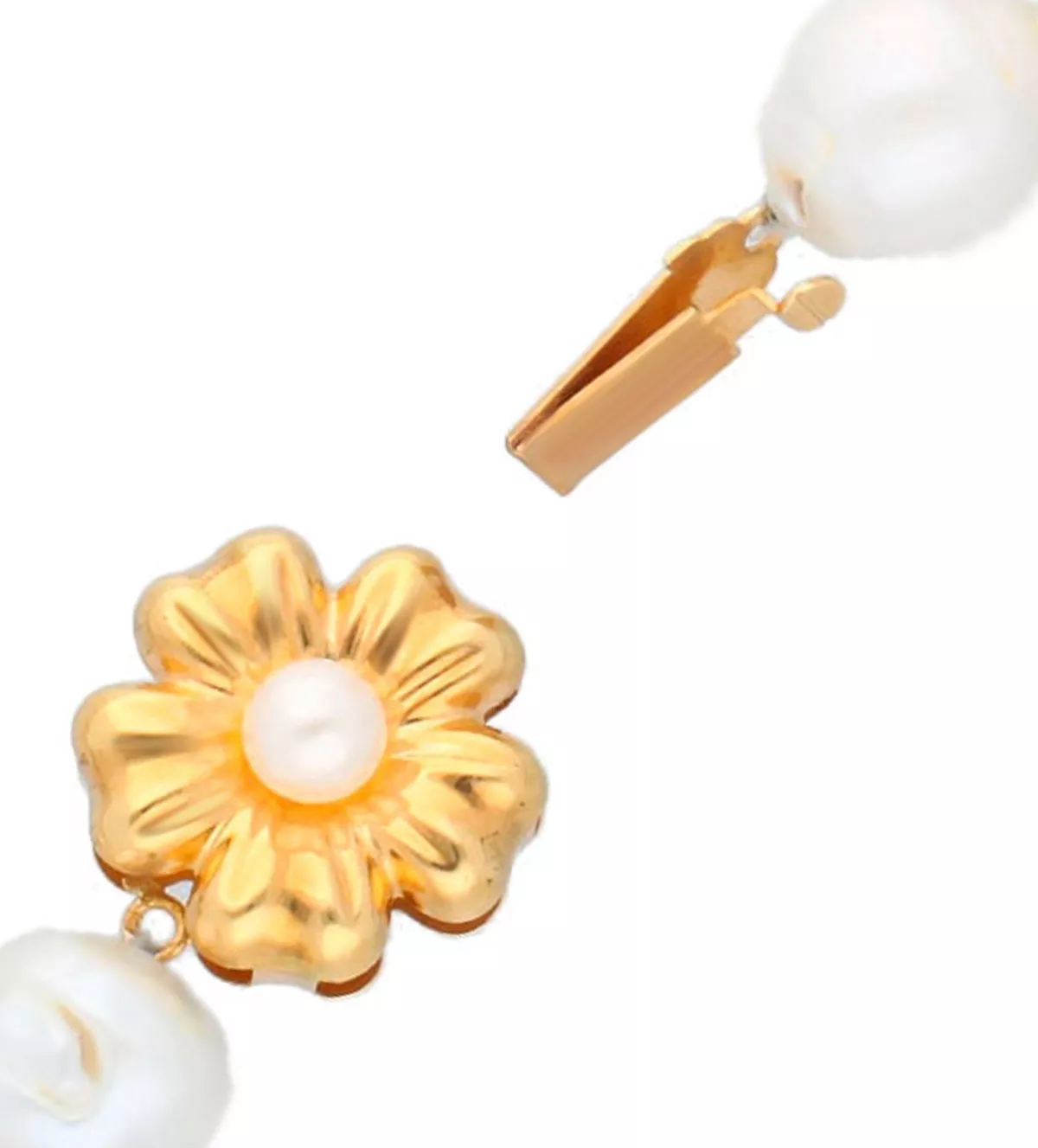 Collar de perlas barrocas y broche de oro "Neptuno" collar de perlas barrocas en disminucion foto detalle broche