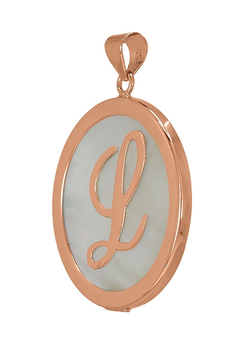 Colgante de plata chapada en rosa, inicial L. 260_138058R-L Colgante de plata chapada en rosa, inicial L joyas de mujer 260_138058R-L
