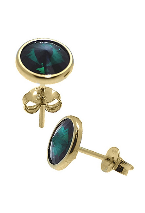 Dormilonas en plata de ley con cristal Checo color Esmeralda a precios baratos para compra online A2791-20T