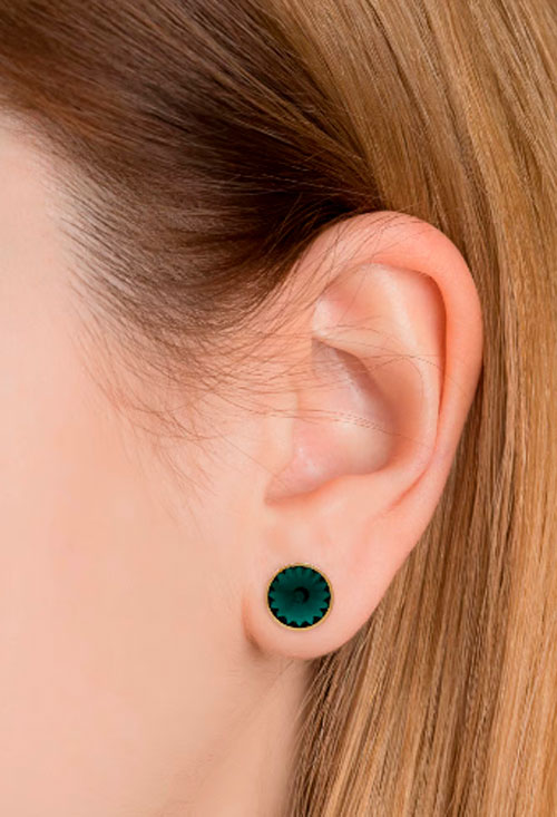 Dormilonas en plata de ley con cristal checo color Esmeralda 273_A2791-20T