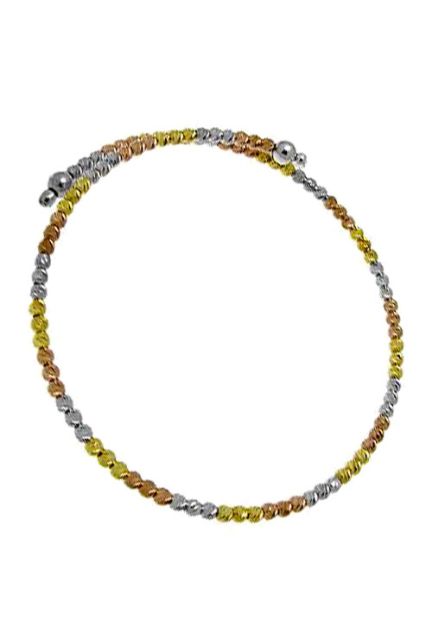 pulsera rigida de plata bolas lapidadas tricolores