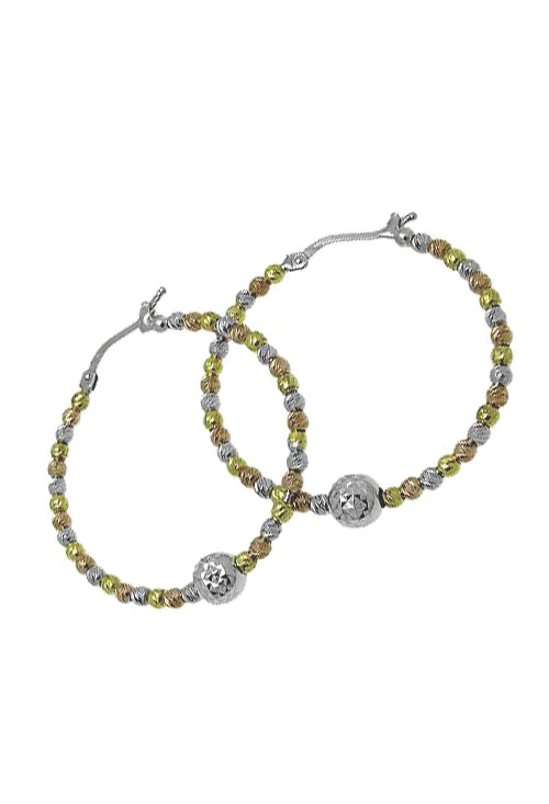 pendientes de plata con bolitas lapidadas tricolores