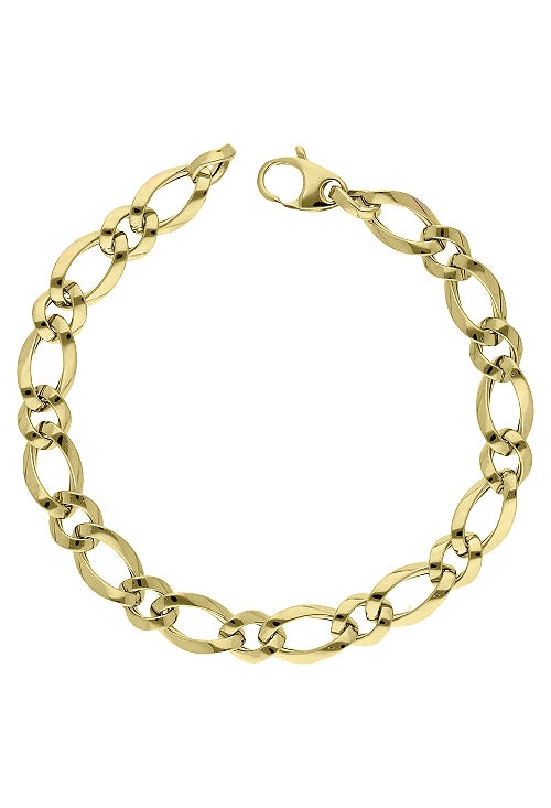 Pulsera oro eslabones ovalados combinados 1x1 243_343-00171 pulsera de oro amarillo 18 ktes eslabones 1 por 1 vista cenital 243_343-00171