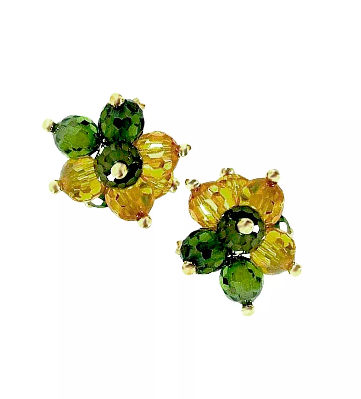 Pendientes de oro "Racimo Verde" pendientes de oro y cristal checo racimo verde toma frontal