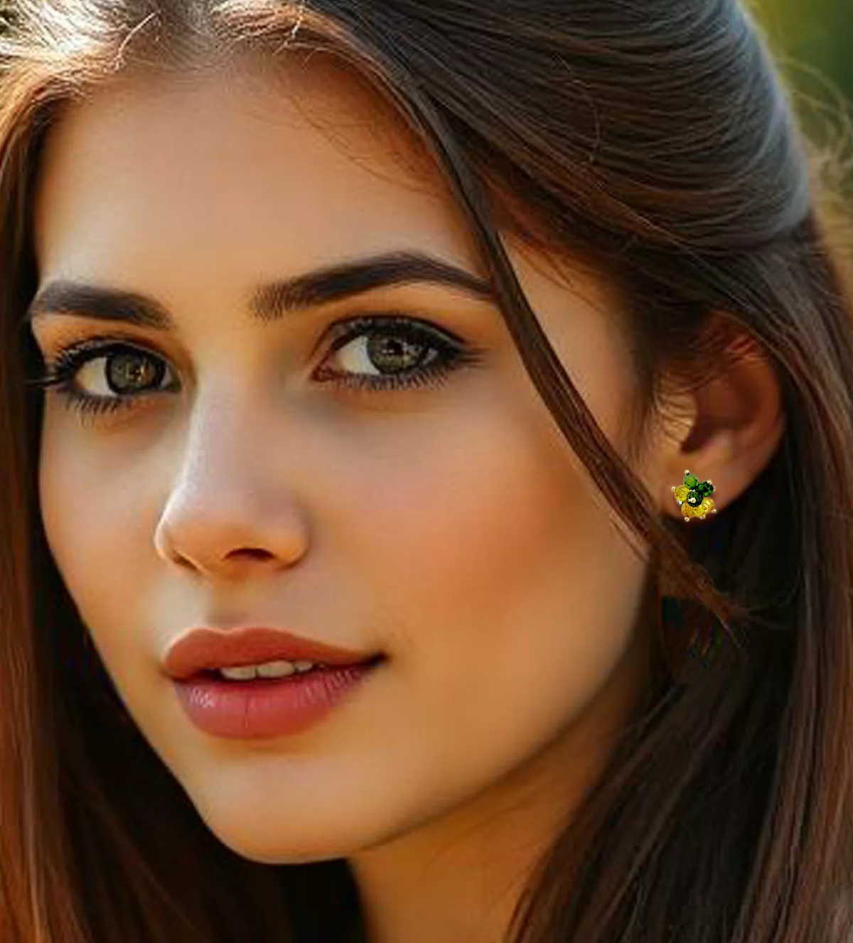 Pendientes de oro "Racimo Verde" pendientes de oro y cristal checo racimo verde toma modelo