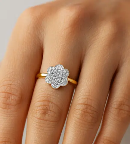 anillo de oro flor cuajada de circones 139 0016 S 10