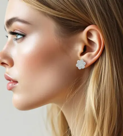 anillo de oro flor cuajada de circones 139 0016 T 10