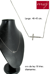 Gargantilla oro blanco 18 ktes. con cruz de diamantes 095_493080 Collares y Gargantillas oro 1ª ley 750 mmas. (18 k.) con diamante rfcia.095_493080