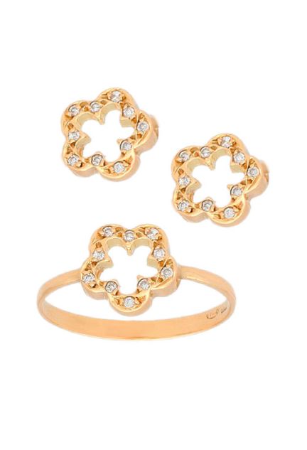 Conjunto oro 1ª ley 750 mmas. (18 k.) pendientes y sortija rfcia.192_Z0711