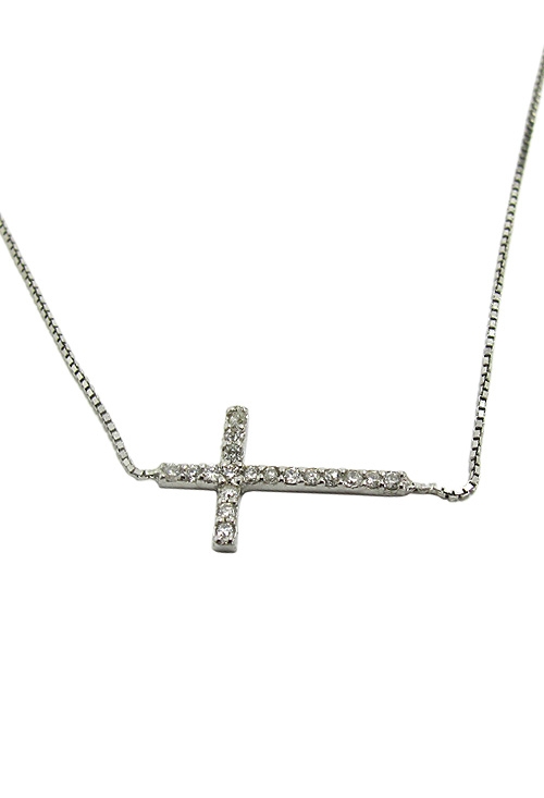 Gargantilla oro blanco 18 ktes. con cruz de diamantes 095_493080