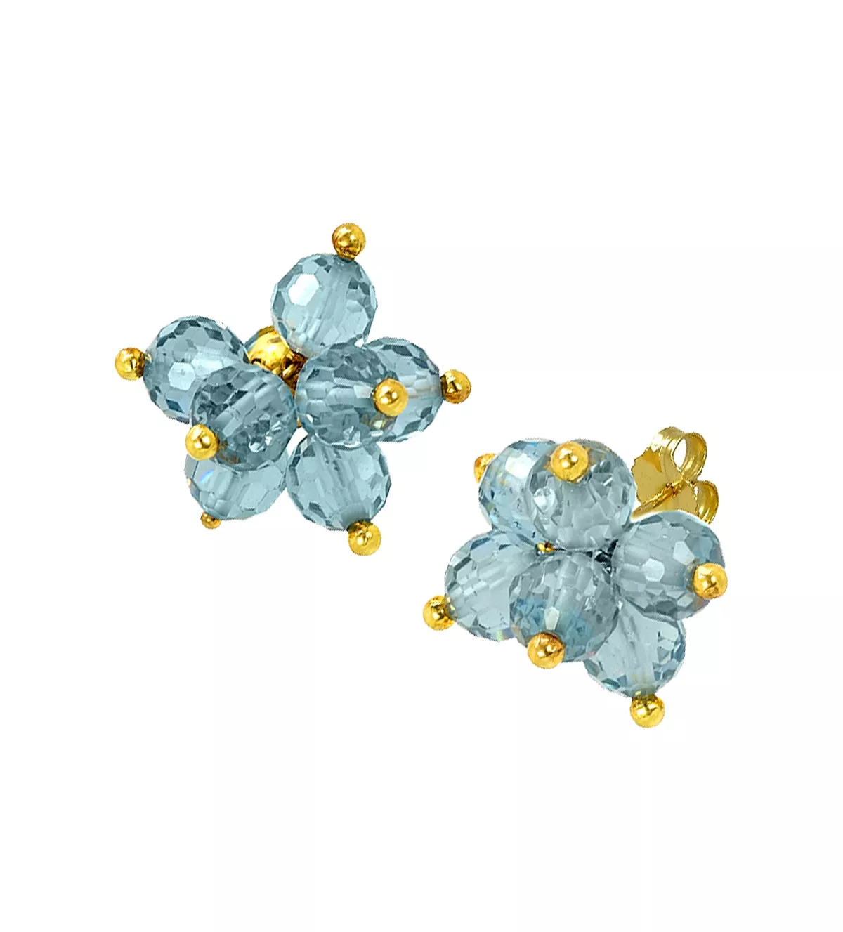 Pendientes de oro "Racimo Azul" pendientes de oro racimo azul foto con cierre