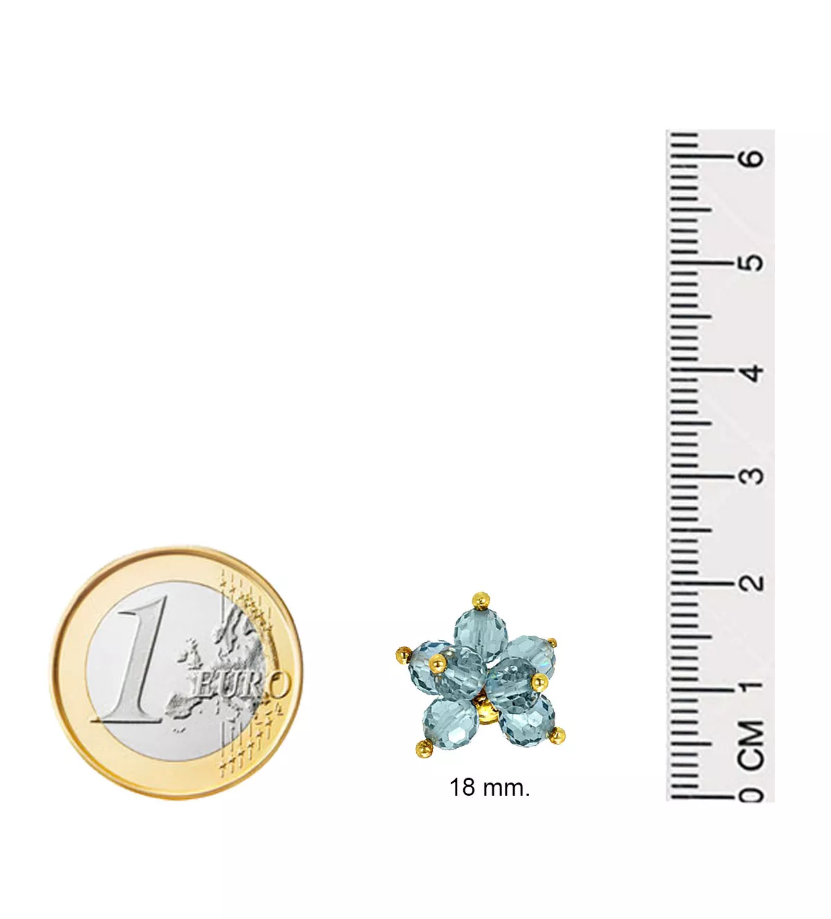 Pendientes de oro "Racimo Azul" pendientes de oro racimo azul foto medidas