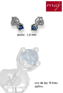 Pendientes dormilona oro blanco con zafiros 095_508648 Pendientes dormilona oro 1ª ley 750 mmas. (18 k.) con piedras rfcia.095_508648