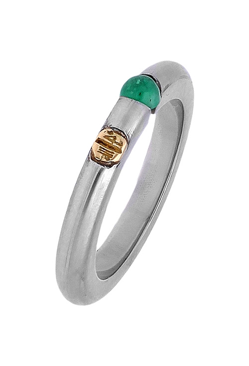 anillo acero y oro para mujer con esmeralda fina precio de ocasion muy barato foto principal 142_438-1-E_01