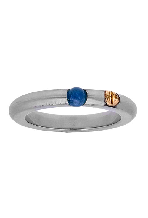 anillo de acero y oro amarillo 18 kilates con zafiro azul precio de ocasion foto principal 142_438-1-Z