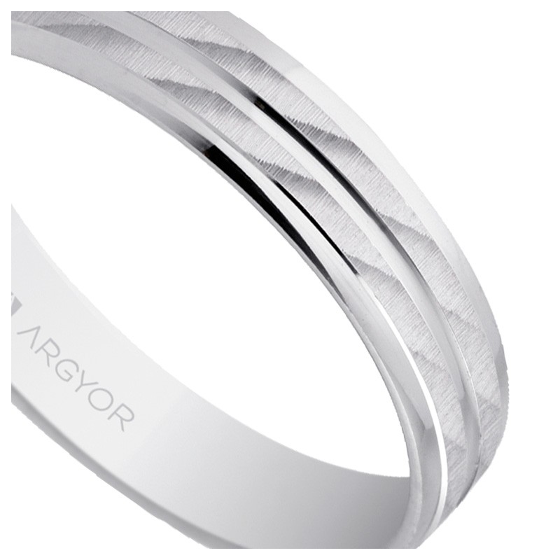 Alianza en oro blanco 4mm, bandas centrales satinadas 5B40340 Alianza en oro blanco 18K. 4 mm. bandas centrales satinadas - foto 04 - rfcia 5B40340