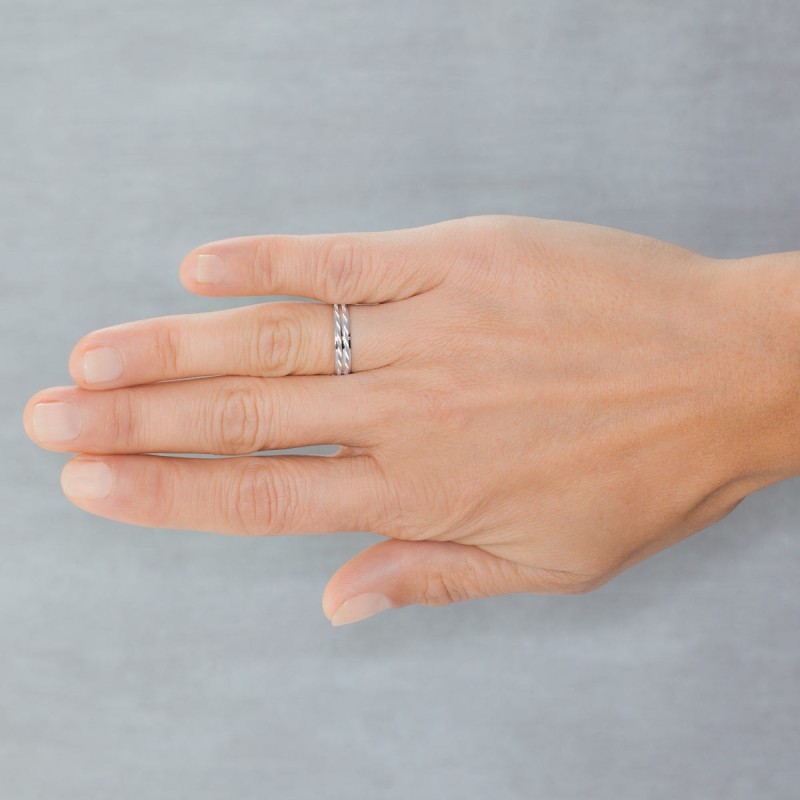 Alianza en oro blanco 4mm, bandas centrales satinadas 5B40340 Alianza de oro blanco 18K. 4 mm. bandas centrales satinadas - foto 05 - rfcia 5B40340