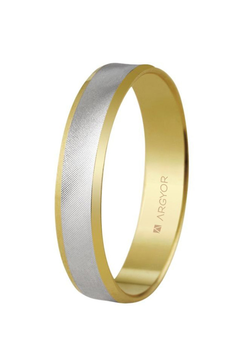 Alianza de oro blanco con perfil oro amarillo 4mm. Argyor 5240308