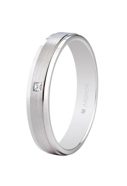Alianza de boda en oro blanco 18 K con diamante 554B1397
