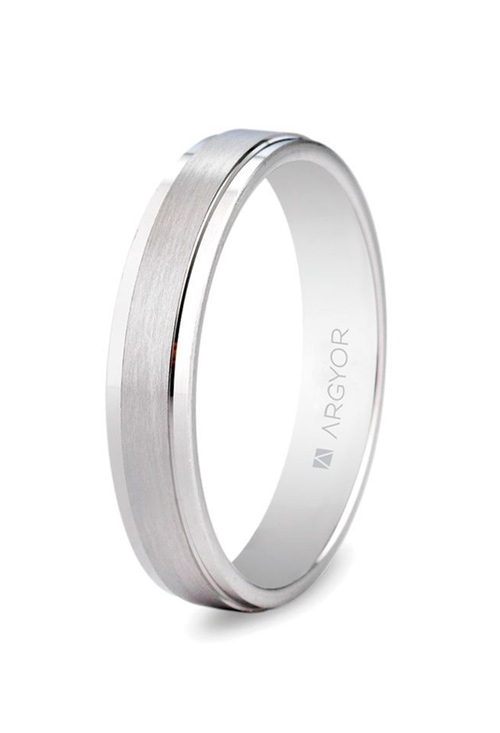 Alianza de boda oro blanco, 4mm 5B40397 Alianza de boda oro blanco 18 ktes. mate con biseles brillo - foto 1 - rfcia. 5B40397