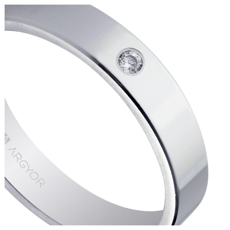 Alianza de oro con diamante, ancho de 4mm Argyor 554B1002 Alianza de oro blanco 18K con diamante - foto 04 - rfcia 045_554B1002