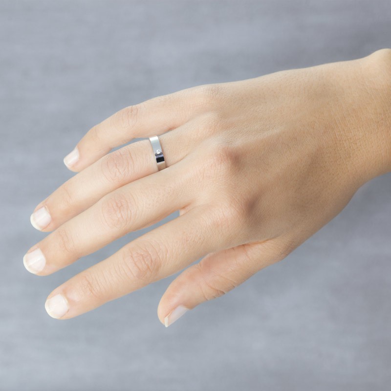 Alianza de oro con diamante, ancho de 4mm Argyor 554B1002 Alianza de oro blanco 18K con diamante - foto 05 - rfcia 045_554B1002