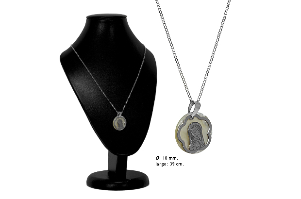 Gargantilla plata medalla 1ª Comunion 266_023273-1-1-40 Collares y Gargantillas plata ley con piedras rfcia.266_023273-1-1-40