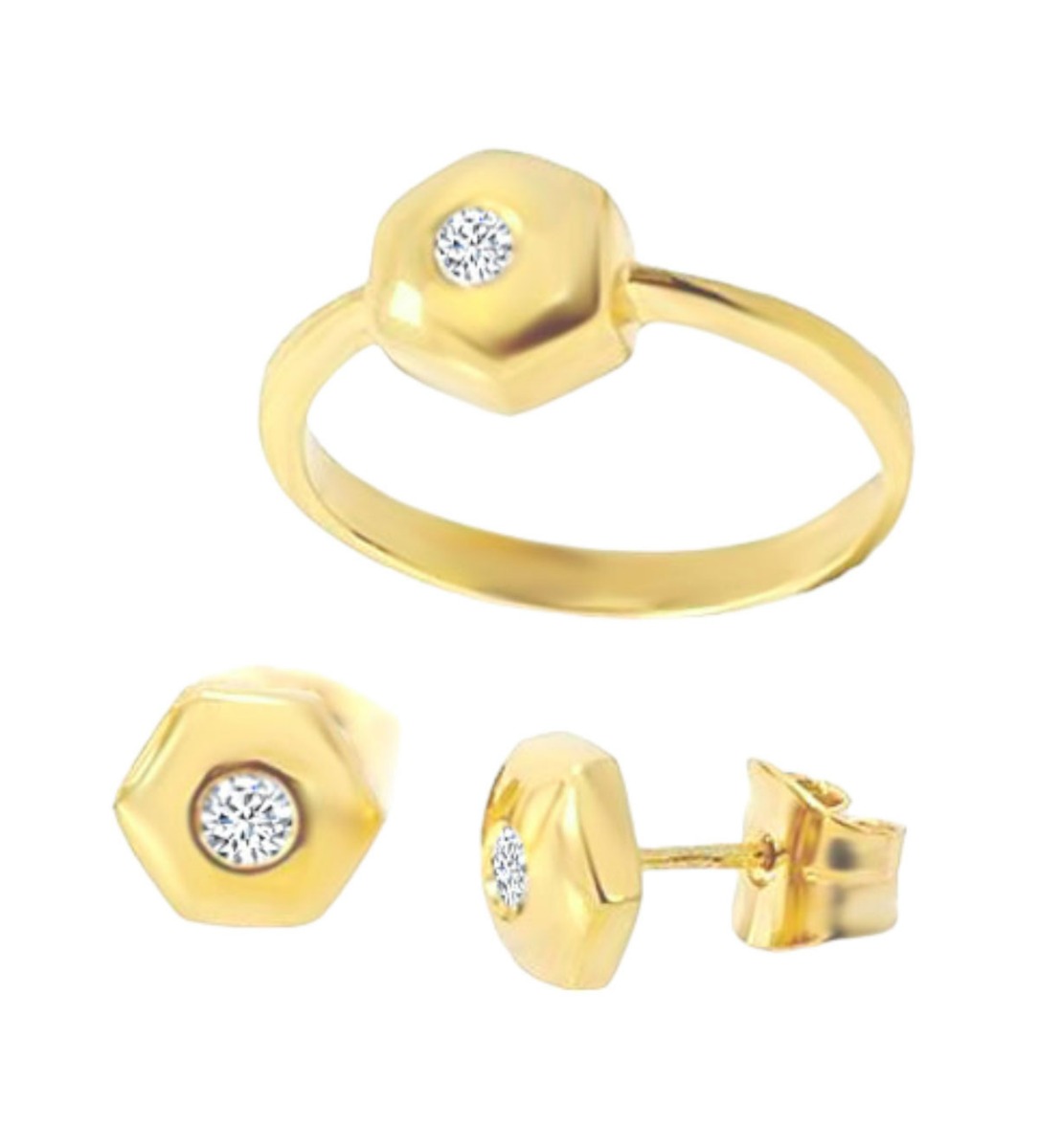 conjunto sortija y pendientes oro amarillo y diamantes 192_Z0192Z1147