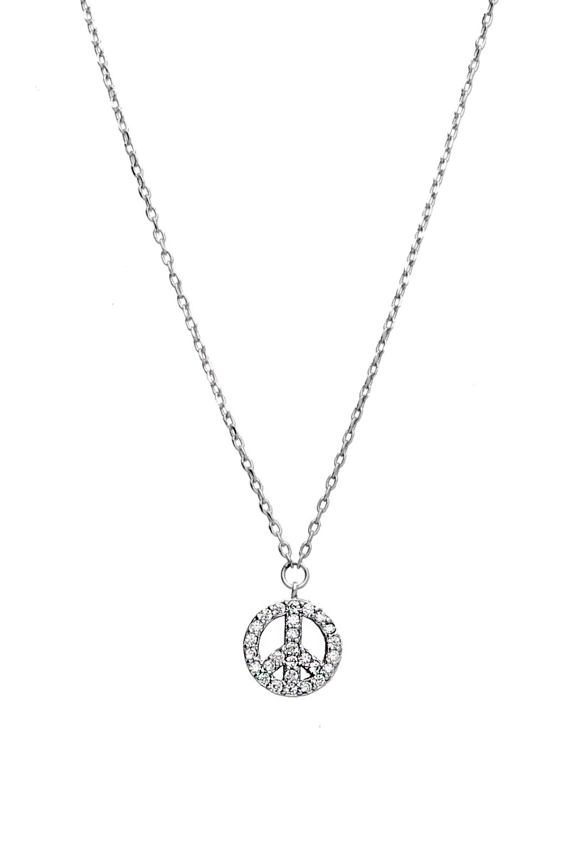 Joyas para la Paz: Diseños simbólicos para celebrar el Día Escolar de la No Violencia 2026 Gargantilla plata Luxenter, símbolo de la paz. 218_PH03100