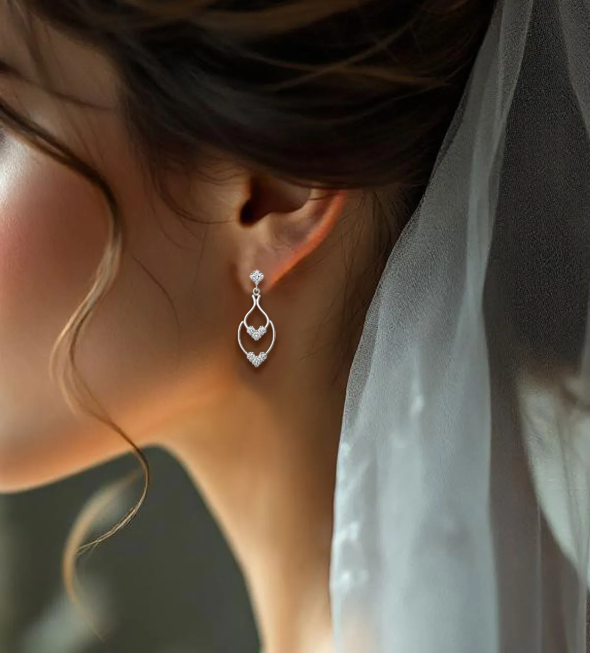 Pendientes de oro blanco para novia 002_55505-PB pendientes de oro blanco con circones para novia 002_55505-PB modelo novia