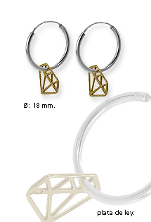 Pendientes de aro con motivo piedra preciosa colgando 266_013159-20MM-2-1 Pendientes plata ley criollas·aros sin piedras rfcia.266_013159-20MM-2-1