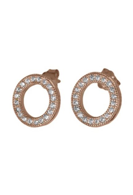 Pendientes de plata Luxenter de forma circular, bañado en oro rosa con circonitas EH023R00